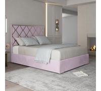 Tammy Upholstered Soft Velvet Metal Pink Bed Frame