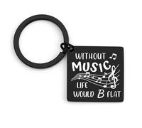 Tamnioa Christmas Music Gifts for Men Music Keyring Black Keychain Guitar Accessories Musical Theatre Gifts for Musicians Piano Accessories Musical Stuff without MusicLife would B Flat