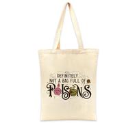 Tamnioa Halloween Canvas Trick or Treat Bags, Halloween Tote Bag for Women, Gift Bags for Trick or Treating, Canvas Tote Bag with Reusable Poisons Apple Candy Large Handbag with Handles for Kids