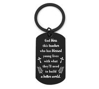 Tamnioa Teacher Appreciation Gifts for Men Teacher Keychain Black Keyring, Student Teachers Goodbye Gifts End of Year Teachers Gift God Bless Keychain Graduation Gresent Christmas