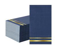 Tamone 100PCS 3-Ply Navy Blue Napkins - Blue and Gold Napkins Disposable - Premium Quality Paper Napkins Soft and Absorbent for Wedding Party Birthday