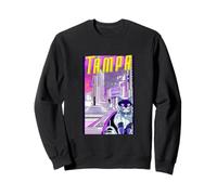 Tampa Cat Retro Anime Cityscape Florida USA Vintage Funny Sweatshirt