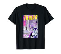 Tampa Cat Retro Anime Cityscape Florida USA Vintage Funny T-Shirt