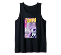 Tampa Cat Retro Anime Cityscape Florida USA Vintage Funny Tank Top
