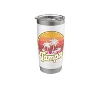 Tampa Florida Beach Retro Sunset Stainless Steel Insulated Tumbler