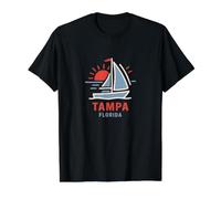 Tampa Florida Sailboat Sunset Design Value Graphic T-Shirt, Men, Black, L