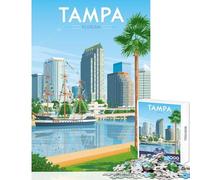 Tampa Florida Skyline 1000 Piece Jigsaws for Teenagers Boost Memory Retention Effectively Calming Relaxing Leisure Game (38x26cm)
