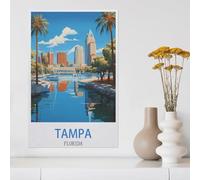 Tampa Florida Vintage Travel Posters,Jigsaw Puzzles for Adults 1000 Piece, Classic Puzzle Teens Boys Girls Puzzles Sturdy Tight Fitting Pieces,Letters On Back for Ideal Challenging And Gift-F95