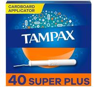 Tampax Cardboard Applicator Tampons, Super Plus Absorbency, Unscented, 40 Count