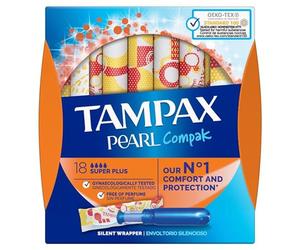 Tampax Compak Pearl Super Plus Applicator, 18 Tampons