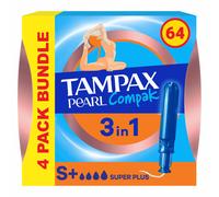 Tampax Compak Pearl Tampons, Super Plus Applicator, 64 Tampons (16...