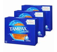 Tampax Compak Super Plus Tampons 18 x 3 Pack, Compact Applicator Tampons for Heavy Flow, Leak Protection, Feminine Hygiene Period Protection, Comfortable & Discreet