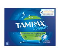 Tampax Tampons with Applicator Compak Super - 2in1 Leak Protection & Comfort - 18 pack