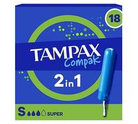 Tampax Compak Super Tampons With Applicator x18, 2in1 Leak Protection And Comfort