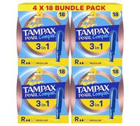 Tampax Pearl Compak Regular Tampons with Applicator x72, 3in1 Leak Protection, Comfort and Easy Insertion