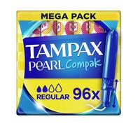 Tampax Pearl Compak Regular Tampons with Retractable plastic Applicator 96 Count