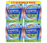 Tampax Pearl Compak Super Tampons with Applicator x72, 3in1 Leak Protection, Comfort and Easy Insertion