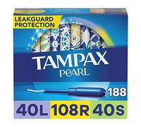 Tampax Pearl Plastic Tampons, Light/Regular/Super Absorbency Multipack, 188 Count, Unscented (47 Count, Pack of 4-188 Count Total) - Packaging May Vary