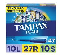 Tampax Pearl Plastic Tampons, Multipack, Light/Regular/Super Absorbency, Unscented, 50 Count