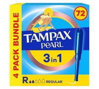Tampax Pearl Tampons, Regular With Applicator, 72 Tampons (18 x 4 Packs), Leak Protection And Discretion, Super Absorbent