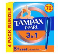 Tampax Pearl Tampons, Super Plus With Applicator, 72 Tampons (18 x 4 Packs), Leak Protection And Discretion, Super Absorbent
