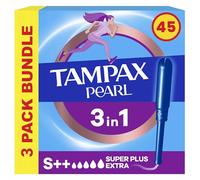 Tampax Pearl Super Plus Extra Tampons with Applicator 3 x 15, 3in1 Leak Protection, Comfort and Easy Insertion