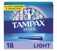 Tampax Pearl Tampons, Light Absorbency With Leakguard Braid, Unscented, 18Count