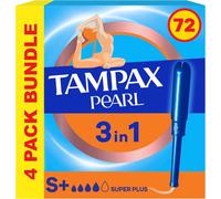 Tampax Pearl Tampons, Super Plus With Applicator, 72 18 Count (Pack of 4)