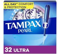 Tampax Pearl Tampons Ultra Absorbency With Leakguard Braid, Unscented, 32Count
