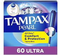 Tampax Pearl Tampons, with LeakGuard Braid, Ultra Absorbency, Unscented, 60 Count