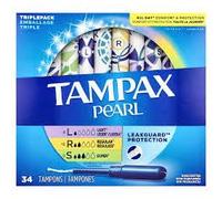 Tampax Pearl Trio Pack Light/Regular/Super, 34 Tampons
