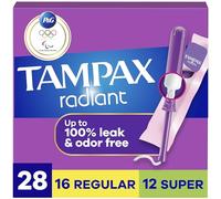 Radiant Tampons Multipack With Leakguard Braid, Regular/Super Absorbency, With Leakguard Braid, Unscented, 28 Count