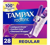 Tampax, Radiant Tampons, Plastic Applicator, Regular Absorbency, 28 Count