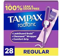Tampax, Radiant Tampons, Plastic Applicator, Regular Absorbency, 28 Count