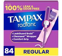 Tampax, Radiant Tampons, Plastic Applicator, Regular Absorbency, 84 Count
