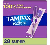 Tampax Radiant Tampons, with LeakGuard Braid, Super, 28 Count