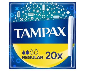 Tampax Regular Tampons with Cardboard Applicator, 20 Count, Leak Protection, Feel Clean, Non Plastic