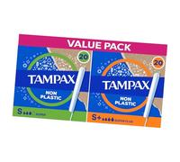 Tampax Super Plus + Tampax Super Tampons Bundle - 40 Count (20 of Each) Cardboard Applicator Heavy & Medium Flow Protection in One Pack