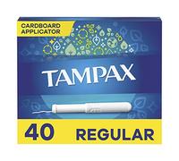 Tampax Tampons, Regular Absorbency, Cardboard Applicator, Leakgaurd Skirt, Unscented, 40 Count