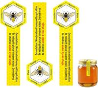 Tamper Evident Honey Stickers 1.5 x 4 Inches - Labels for Honey Jars & Bottles - 300pcs (Pure Bee)