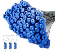 Tamper-Evident Numbered Security Cable Seals, 30cm Steel Wire, Blue Hex Head 0.5", Sequential Inventory Tracking, Pull-Tite Seals for Trucks, Trailers, Containers (Pack of 50)