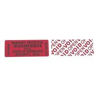 Tamper Evident Security Labels Stickers X 100 red with Void Wording to Rear, Unique Serial Numbers and scannable SKU Code. Warranty Protection. 50mm x 20mm.