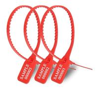 Tamper Proof Numbered Security Seals Self-Locking Pull Ties Pack of 100 | Multicolor Plastic Zip Ties One-Piece Construction Easy Apply No Tools Required(Red,100pcs)