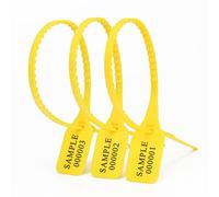 Tamper Proof Numbered Security Seals Self-Locking Pull Ties Pack of 100 | Multicolor Plastic Zip Ties One-Piece Construction Easy Apply No Tools Required(Yellow,100pcs)