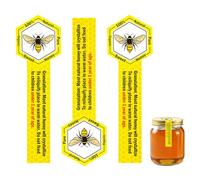 Tamper Proof Pure Honey Stickers 1.5 x 4 Inches - Evident Seals for Jars and Bottle Lids (Honey Bee)