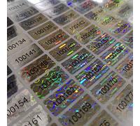 Tamper Proof Stickers 10mm x 20mm Various Pack Sizes of Genuine Hologram Labels with Unique Serial Numbers (91)