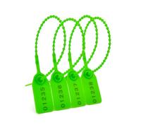 Tamper Seal 100PCS,Numbered Security Tags Ties Pull-Tight Pad-Locks,Length 250 mm 9.84" (Green)