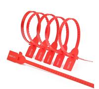 Tamper Seals Plastic Security Tags, Safety Locks for Fire Extinguisher Pull-Tite Security Tags Disposable Numbered Self-Locking Tie Truck Door Seals, 320mm Length (100 Pieces, Red)