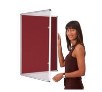 Tamperproof Lockable Felt Noticeboard | 900 x 600 mm | Burgundy| with Double Locks & Keys | Ideal for Office, School Displays, Venues, Family centres