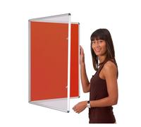 Tamperproof Lockable Felt Noticeboard | 900 x 600 mm | Red | with Double Locks & Keys | Ideal for Office, School Displays, venues, Family centres